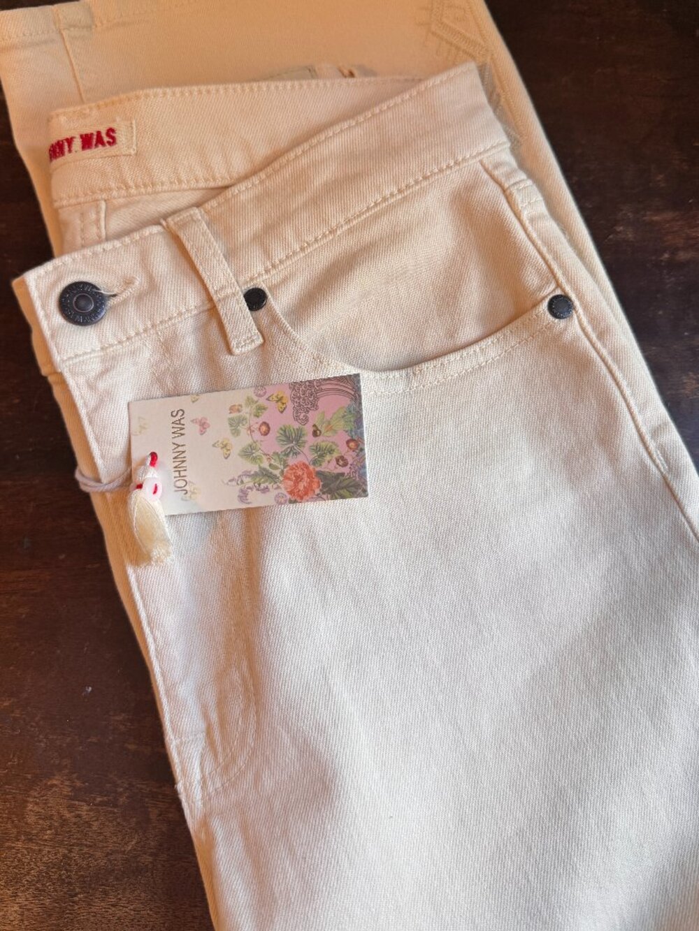 NWT Johnny Was straight leg jeans with eyelet embroidered pattern size 26 - Picture 5 of 8